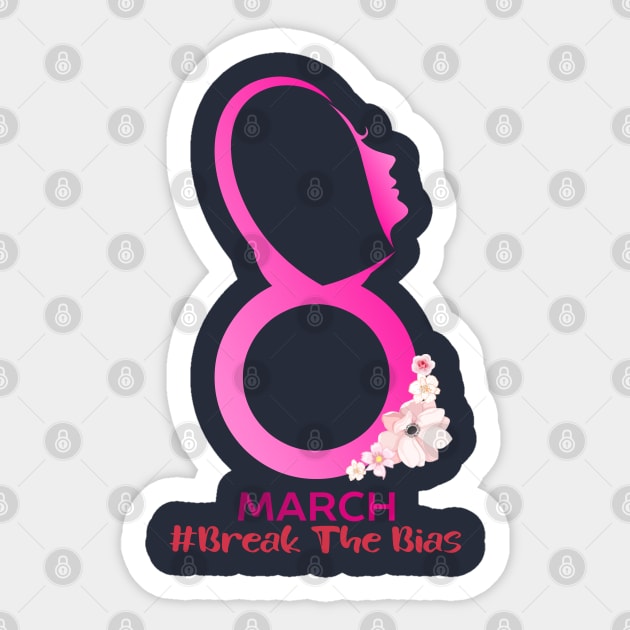 Womens Break The Bias International Women's Day March 8th for women Sticker by Top Art